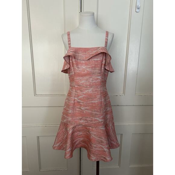 Hutch Ruffled Neckline Shift Mini Dress Womens Size 6 Pink Party Event NWT - Picture 1 of 8